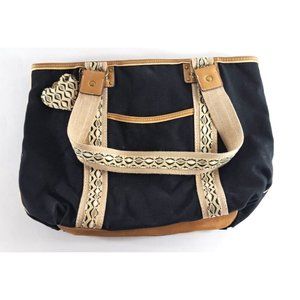 Relic Shoulder Bag Large Canvas Faux Leather Tote NEW NWOT Travel Black 11 x 17